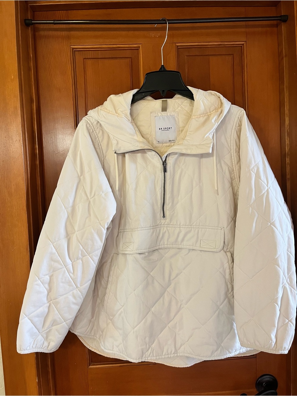 Banana Republic White Quilted Hooded Pullover Jacket